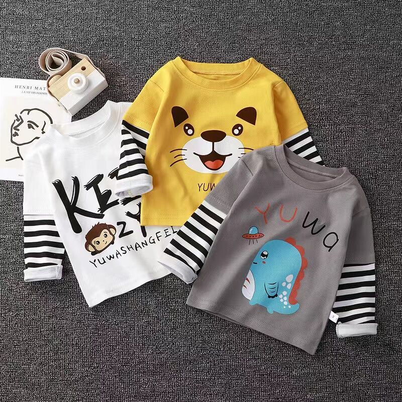BY06 เสื้อยืดแขนยาวลายการ์ตูนผ้าฝ้าย100% แนะนำอายุ 0-3ปี สินค้าพร้อมส่งจากไทย