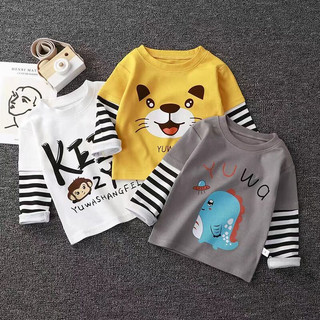 BY06 เสื้อยืดแขนยาวลายการ์ตูนผ้าฝ้าย100% แนะนำอายุ 0-3ปี สินค้าพร้อมส่งจากไทย