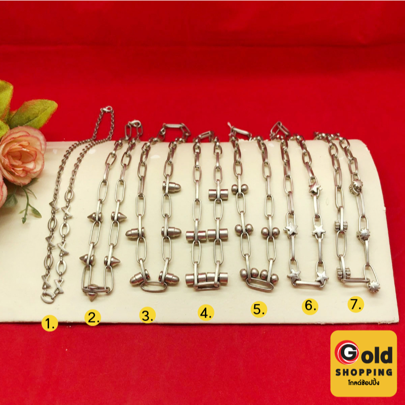 สร้อยคอไทเทเนียมลายโซ่คั่นหัวกระสุน ดาว XOXO ความยาว 16, 20 นิ้ว ใส่ได้ทุกโอกาส พร้อมส่ง