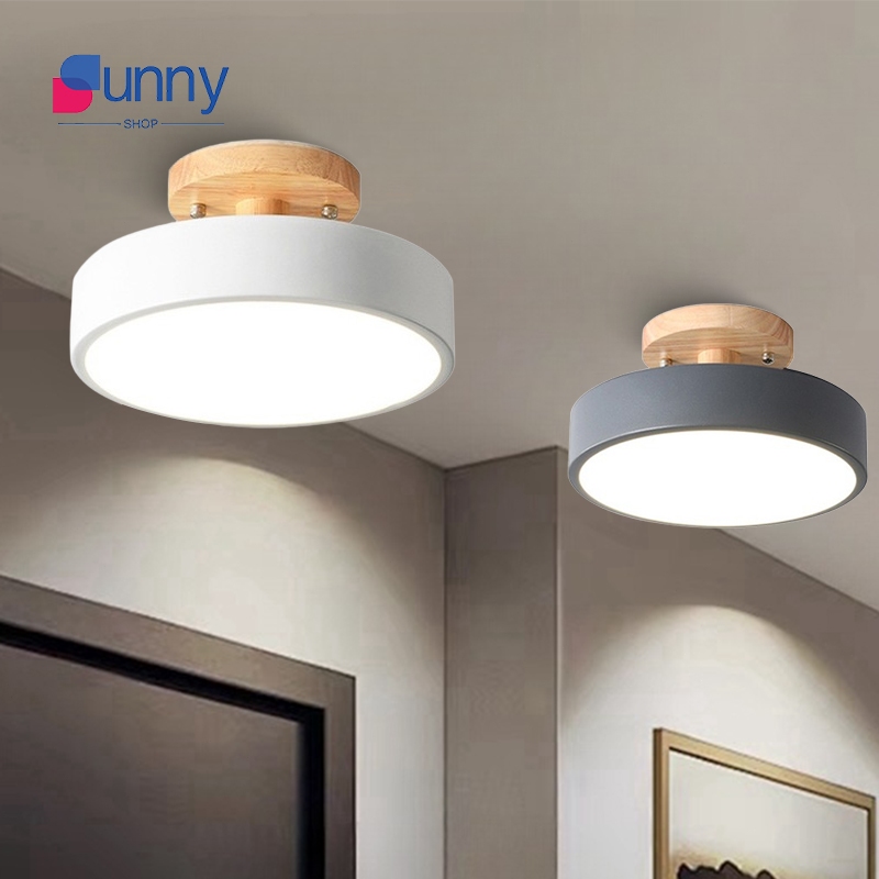 โคมไฟเพดาน LED สร้างสรรค์ สีมาการอง โคมระย้าไม้สไตล์นอร์ดิกเรียบง่ายทันสมัย ​​สำหรับห้องแต่งตัว ทางเดิน ห้องนอน