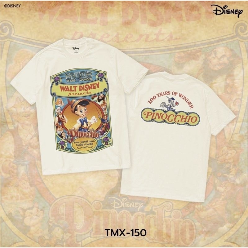 เสื้อDisney ลาย Pinocchio สีครีม ลิขสิทธิ์แท้💯 ( TMX-150 )
