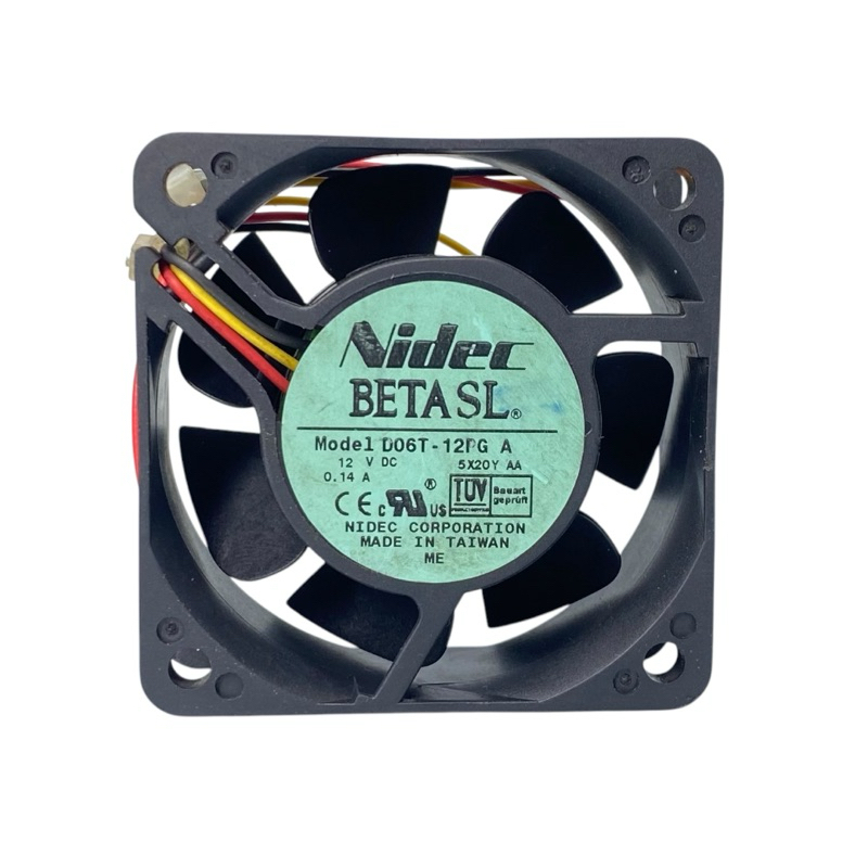 พัดลมระบายความร้อน 12V 0.14A 4000RPM ตัวถังแบริ่งคู่ (60*60*25 มม.) D06T-12PG 6025 (NOS) NIDEC BETAS