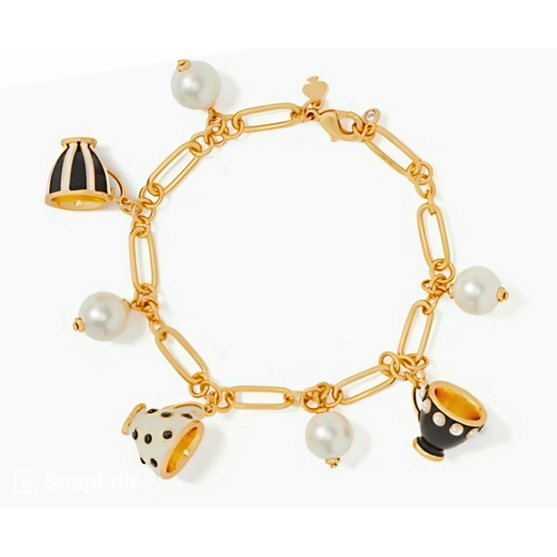 สร้อยข้อมือพร้อมชาร์ม แท้💯 Kate Spade Tea Time Charm Bracelet ธีม Alice in Wonderland
