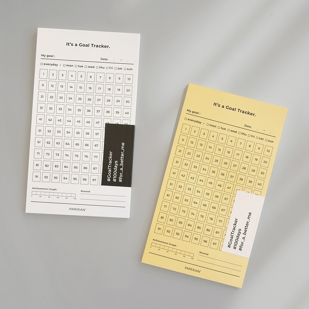 Goal Tracker-100 Days สมุดฉีกแบบบันทึกตั้งเป้าหมาย 100 วัน