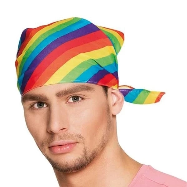 ผ้าพันคอ ผ้าโพกหัว คาดหัว ผ้าเช็ดหน้า สีรุ้ง สายรุ้ง LGBT Pride Rainbow Bandana Handkerchief Scarf
