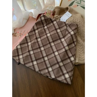 🔥พร้อมส่ง🔥 กระโปรงลายสก็อต แดง/ดำ/น้ำตาล กระโปรงผู้หญิง เอวสูง ลายสก็อต (podo_shop)