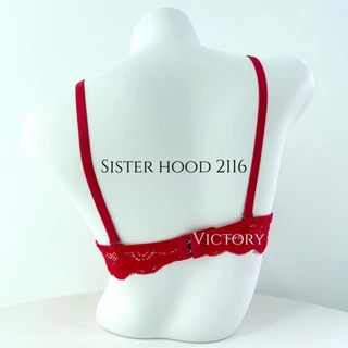 ชุดชั้นใน sister hood 2116 Modern V มีโครง ฟองน้ำรูปหัวใจ ดันอกชิด มีร่อง ลูกไม้ทั้งตัว