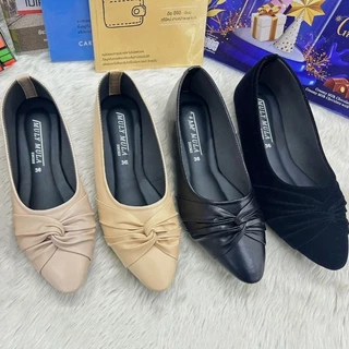 🔥รองเท้าคัชชู ,หัวแหลม ,ส้นแบน #ดีไซน์โบว์ไขว้ด้านหน้า สวยเก๋...พร้อมส่ง✅