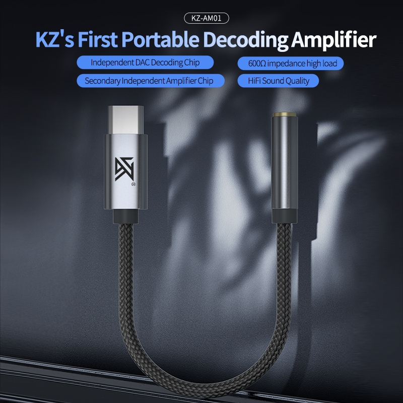 KZ AM01 DAC/AMP อะแดปเตอร์ Type-C to 3.5 มม. รองรับเสียง 32bit/384kHz พร้อมกำลังขับสูง