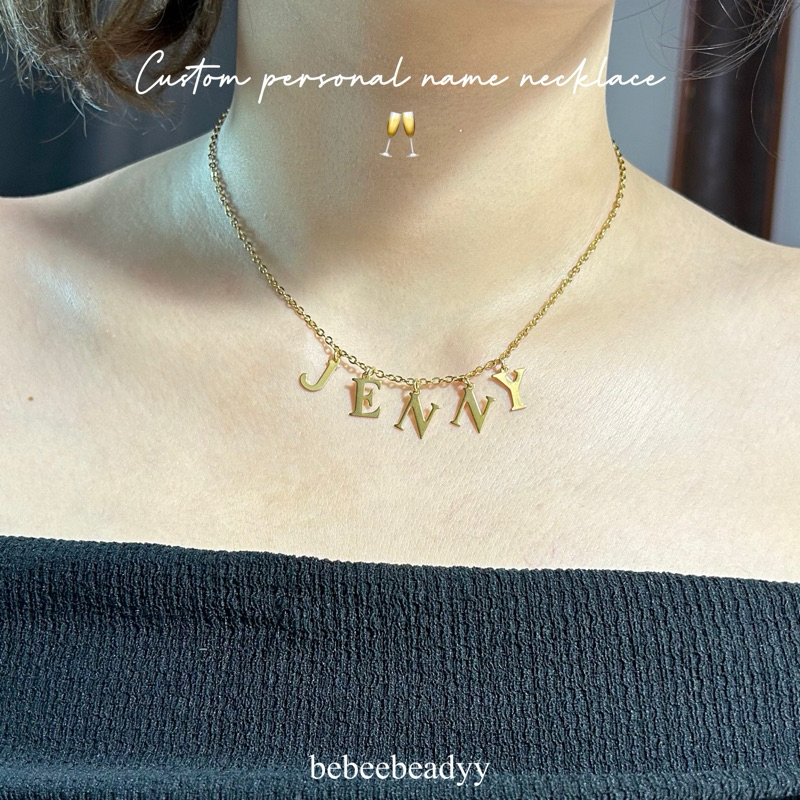 สร้อยคอ จี้ตัวอักษรภาษาอังกฤษ 🥂✨ (Custom personal name necklace) | สร้อยสแตนเลสสีเงิน และสีทอง