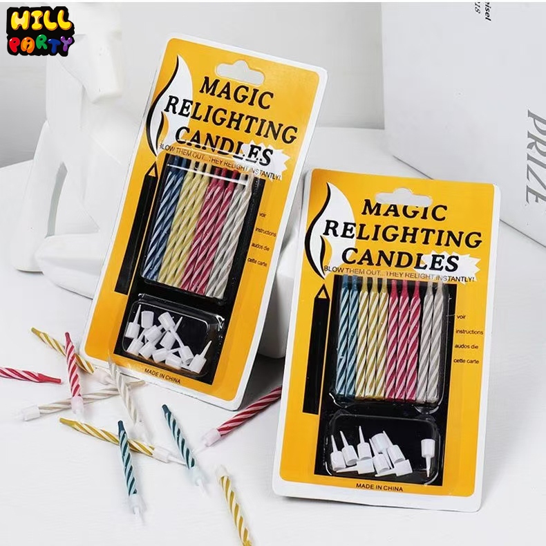 เทียนเป่าไม่ดับ เทียนวันเกิด Magic Candle เทียนปักเค้ก ตกแต่ง เทียนวันเกิด สีสันสวยงาม