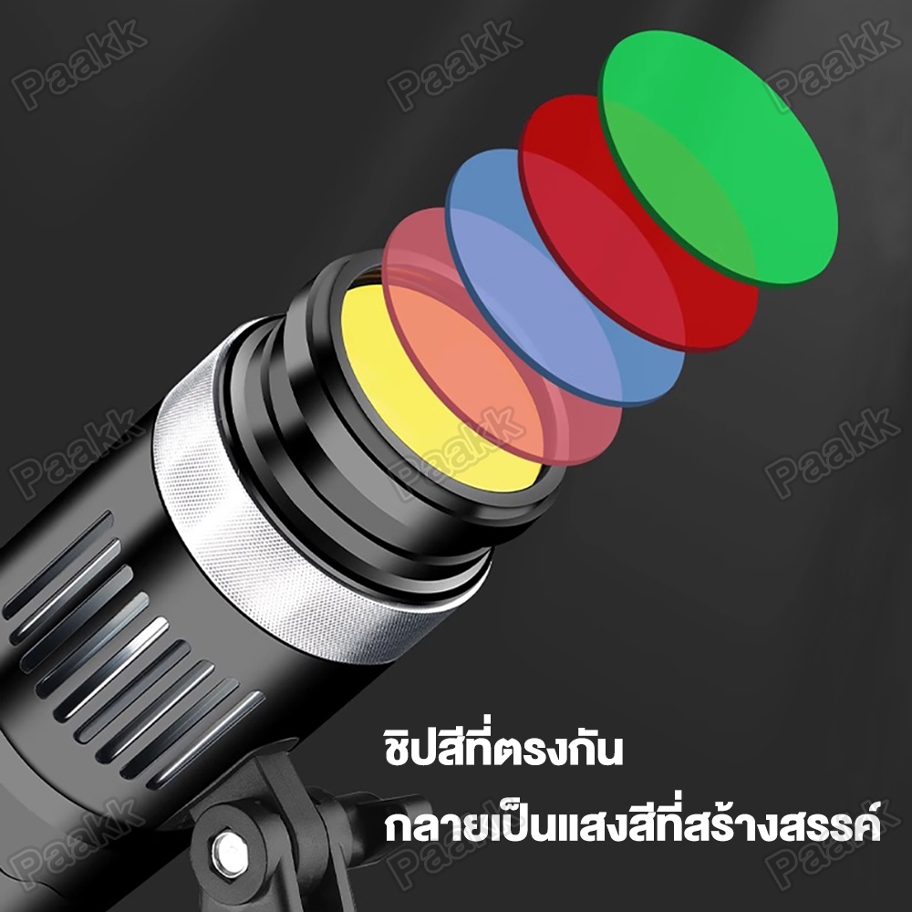 สปอตไลท์ถ่ายภาพRGB LED+ขาตั้ง2.1m+รีโมทควบคุมไฟรุ่น  สามารถปรับขนาดรูรับแสงสีได้