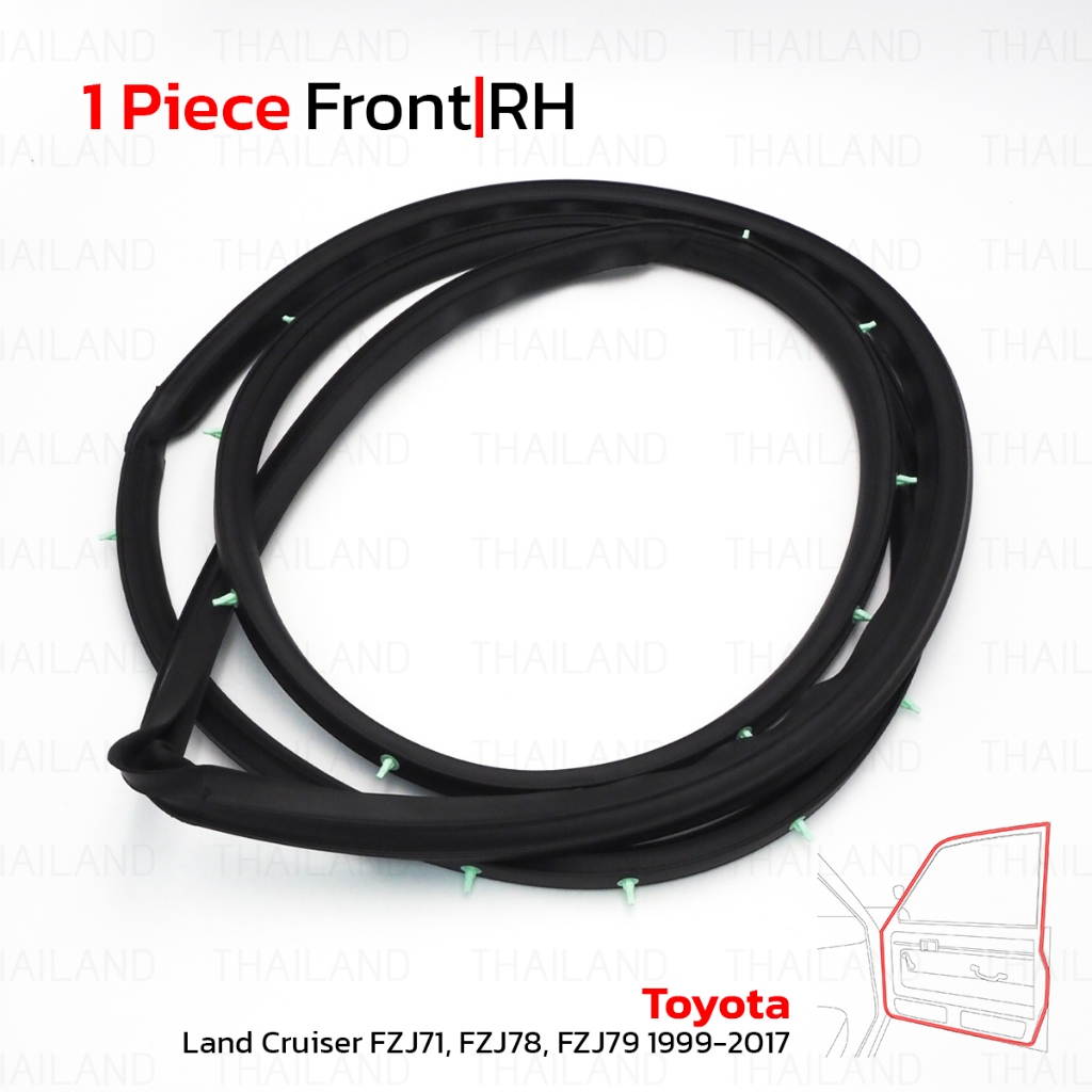 ยางขอบประตู ยางกันกระแทกขอบประตู ประตูหน้า สีดำ สำหรับ Toyota Land Cruiser FZJ71,FZJ78,FZJ79 ปี 1999