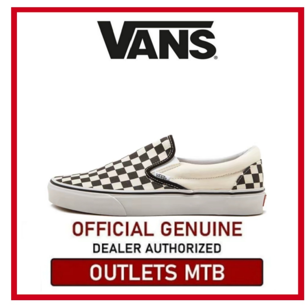 【100%Original】Vans SlIP-ON Classic Black And White Low Top Modest Canvas Unisex Sneakers VN-0EYEBWW
