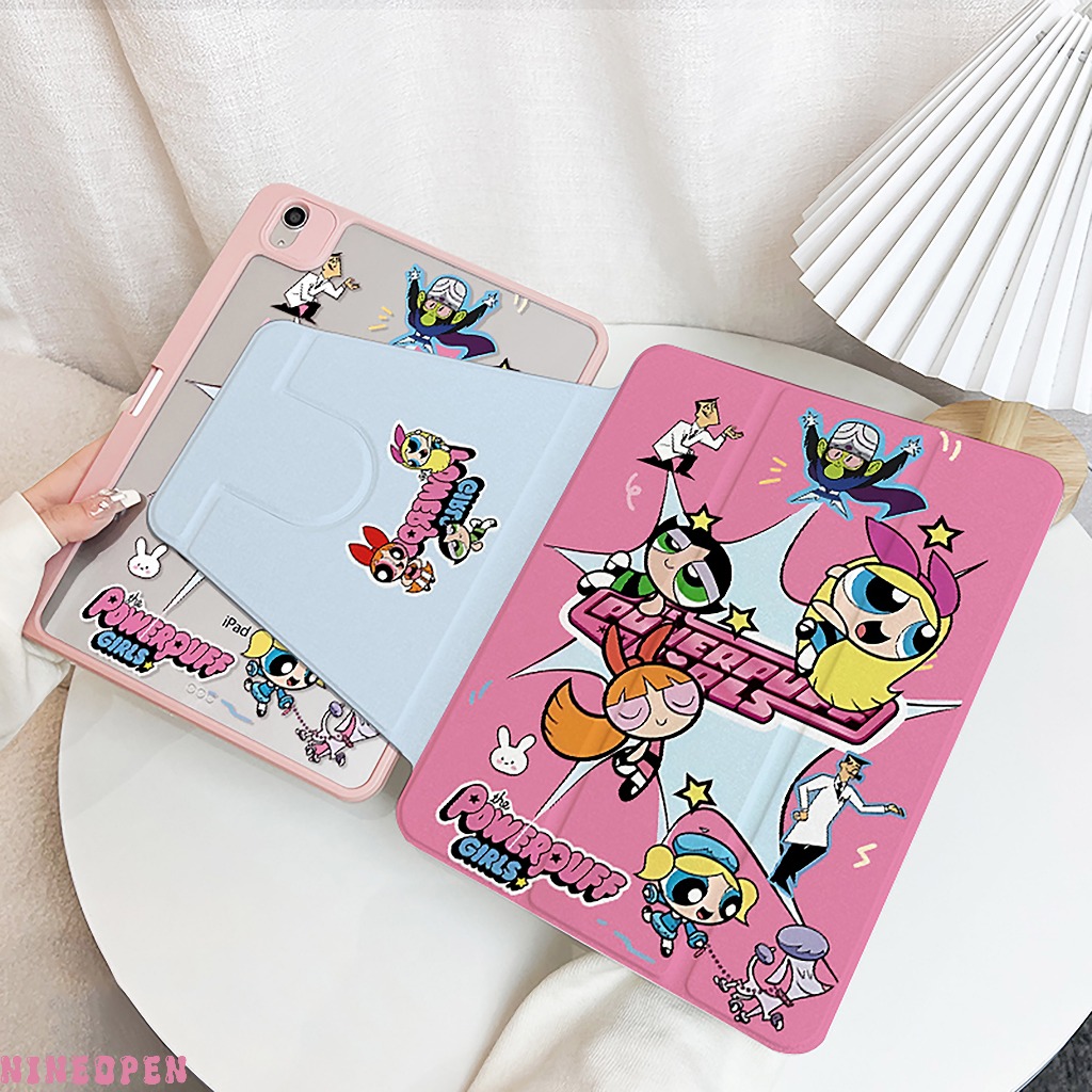 พร้อมส่ง เคสiPadหมุน 360° Gen9 Gen10 Air6 ที่ใส่ปากกา เหล่าสาวพาวเวอร์พัฟ เคสไอแพด Pro11 2024 MINI7