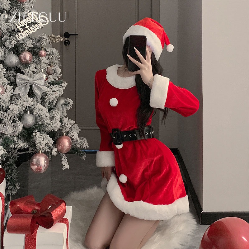 MVP 🎀🎀ชุดคริสต์มาสเซ็กซี่สำหรับผู้หญิง ชุดคริสต์มาสสีแดงน่ารัก คอสเพลย์ ชุดเดรสสวยๆ 8Styles~