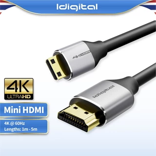 Idigital สาย Mini HDMI 2.0 4K, Mini HDMI to HDMI, 4K 60Hz, 2K 144Hz, 1080p 240Hz, 1m-5m สำหรับจอมอนิเตอร์พกพา, กล้อง, DV