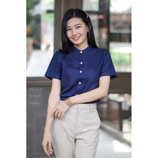 @รวมเสื้อเชิ้ตแขนสั้นคอจีน Lady Shirt 16 สี Cotton Oxford ผ้าคุณภาพ สวมใส่สบาย Made in Thailand