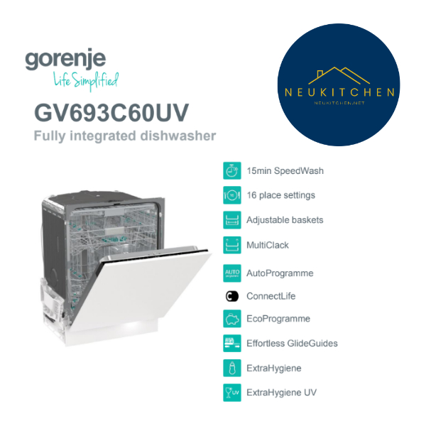 gorenje เครื่องล้างจานแบบ Built-in รุ่น GV693C60UV