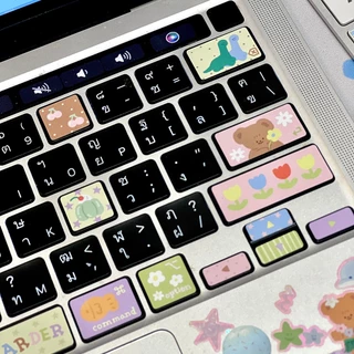 WGG x stickwithme4ev apple keyboard sticker V2 สติกเกอร์ติดคีย์บอดลายใหม่ โทนสีน้ำตาลชมพู | Stickwithme4ev