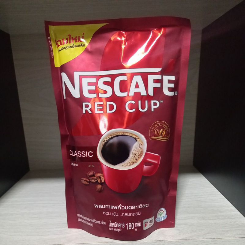Nescafe เนสกาแฟ เรดคัพ (กาแฟสำเร็จรูปผสมกาแฟคั่วบดละเอียด) ปริมาณ180กรัม (ชงได้90แก้ว)