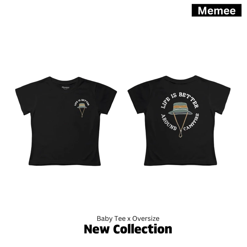 Memee ~ เสื้อครอปผ้าคอตตอน  ทรงBaby Tee (หมวก แคมป์ปิ้ง)เสื้อผู้หญิง thumbnail 3