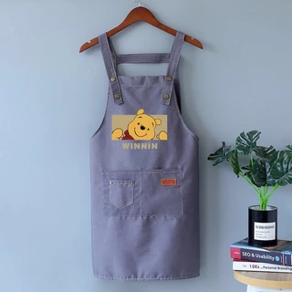 【ส่งจากกทม|พร้อมสต็อก】 ผ้ากันเปื้อนสวมคอ ผ้ากันเปื้อนเเบบสวมคอทรงตัวH ลายหมีพูห์Pooh ผ้าใบเต็มตัว