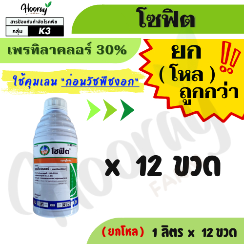 โซฟิต 1 ลิตร (ของแท้) (เพรทิลาคลอร์) คุมเลน หญ้าข้าวนก ดอกขาว ผักปอดนา เทียนนา 12 ขวด