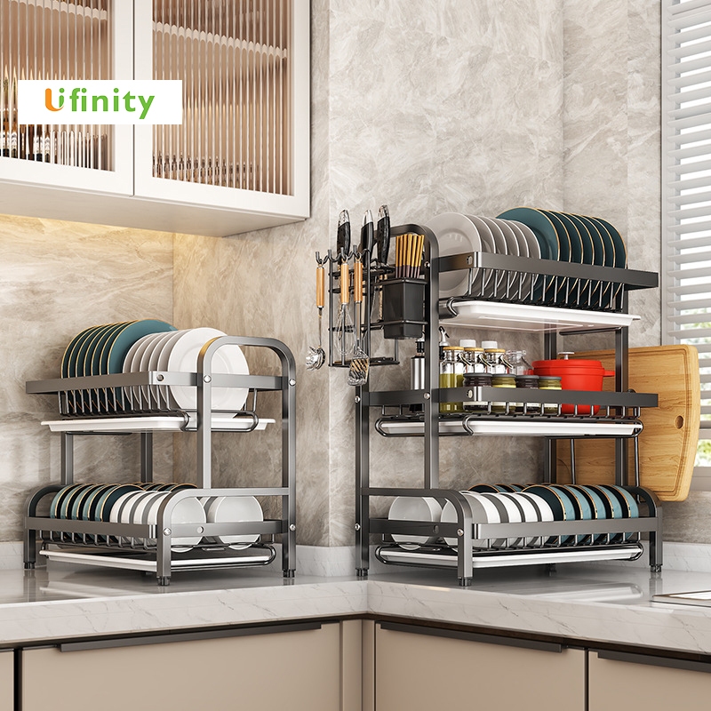 Lifinity ชั้นวางจาน 2/3layer ชั้นวางของในครัว พร้องถาดรองน้ำ kitchen dish racks