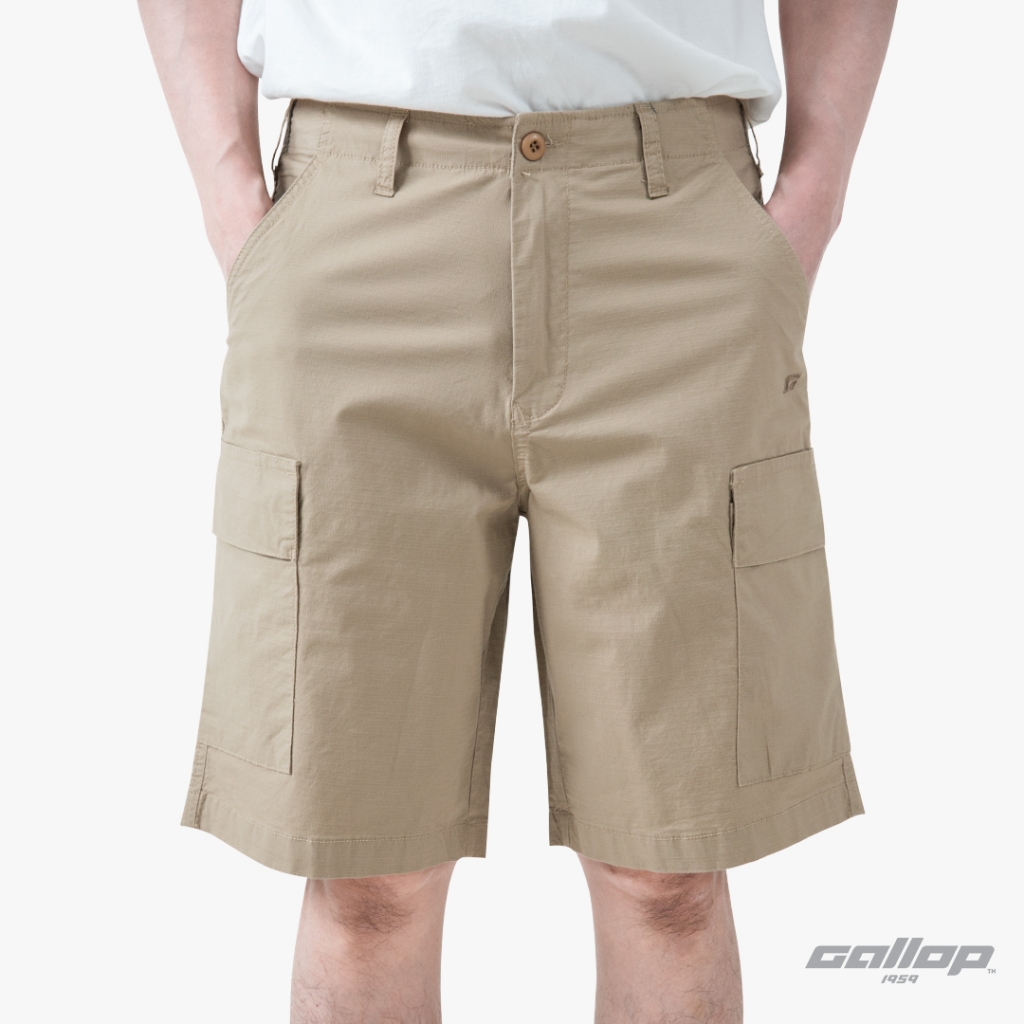 GALLOP: CARGO SHORT PANTS กางเกงคาร์โก้ขาสั้นผู้ชาย รุ่น GS9030 สี KHAKI - กากี / ราคาปกติ 2590.-