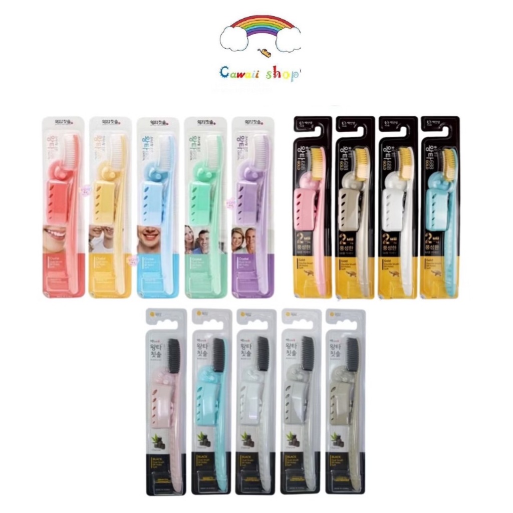 แปรงสีฟันเกาหลี Denticon Wangta ขนขาว ขนทอง ขนดำชาโคล หัวแปรงขนาดพิเศษ ขนแปรงนุ่ม ทำความสะอาดฟัน