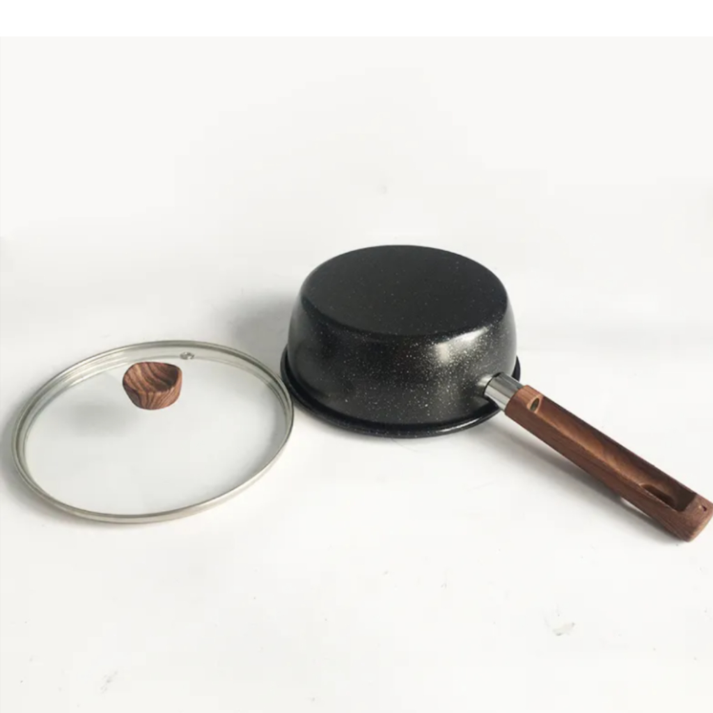 ใหม่ 2025 หม้อ กระทะ เคลือบแกรนิต พร้อมฝาแก้ว ด้ามจับไม้ สามารถใช้ได้กับเตาทุกประเภท ขนาด 16cm 20cm มีทั้งหมด 3 สี - รูปที่ 4