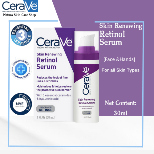 ใหม่ %ของแท้ CeraVe Skin Renewing Retinol Serum 30ml เซรั่มสูตรกลางคืนที่ผสานเรตินอลคอมเพล็ก เซราวี เรตินอล ต่อต้