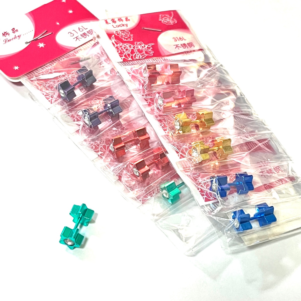 6pcs30¥จิวสะดือสแตนเลสแท้ จิวหูสแตนเลสแท้  Navel with 2 CZ (NV.2CZ) Korean earring navel CZ Stainless Steel ascessories