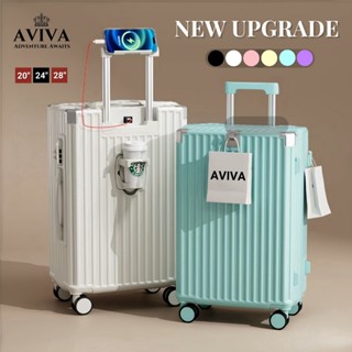 AVIVA กระเป๋าเดินทางขนาด 20/24/28 นิ้วพร้อมที่วางแก้วกระเป๋า…
