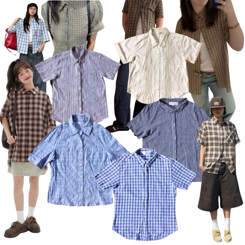 [update 27dec]เสื้อเชิ้ตสีพื้น ลายตารางมือสอง