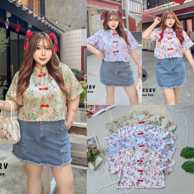 ✅/LC/ เสื้อตรุษจีน สาวอวบ สีพาสเทล น่ารักมาก #เสื้อผ้าไซส์ใหญ่ สาว อ้วน พลัสไซส์
