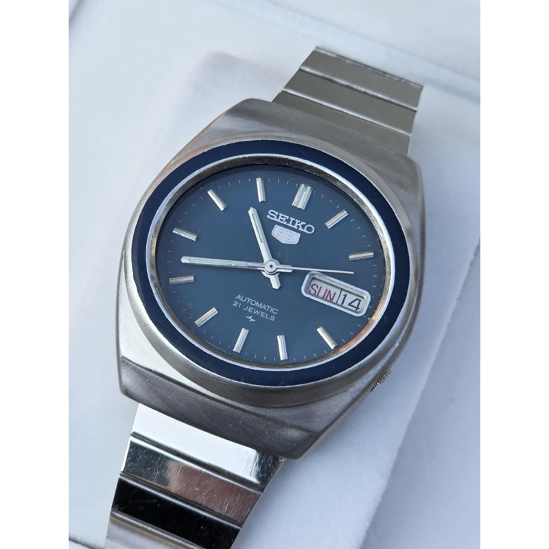 นาฬิกา Seiko 5​ Automatic หน้ากากดำน้ำ ตัวสะสมนักสะสมต้องมี กลไกลระบบเครื่อง 7019 หน้า​กรมฟ้า หลักแท