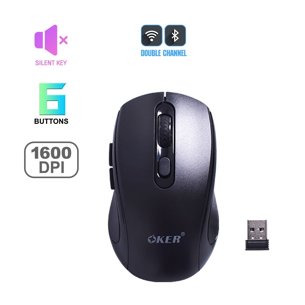 OKER เมาส์ไร้สาย รุ่น M825 2 ระบบ (BLUETOOTH & 2.4G) ราคา ถูกที่สุด ดีลบีเคเค แกลเลอรีภาพที่ 2