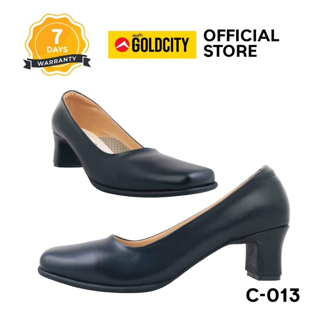 GOLDCITY รองเท้าคัชชูผู้หญิง หัวตัดส้นกระบอกสูง2นิ้ว ทรงกระชับ แนะนำบวกไซซ์ (36-