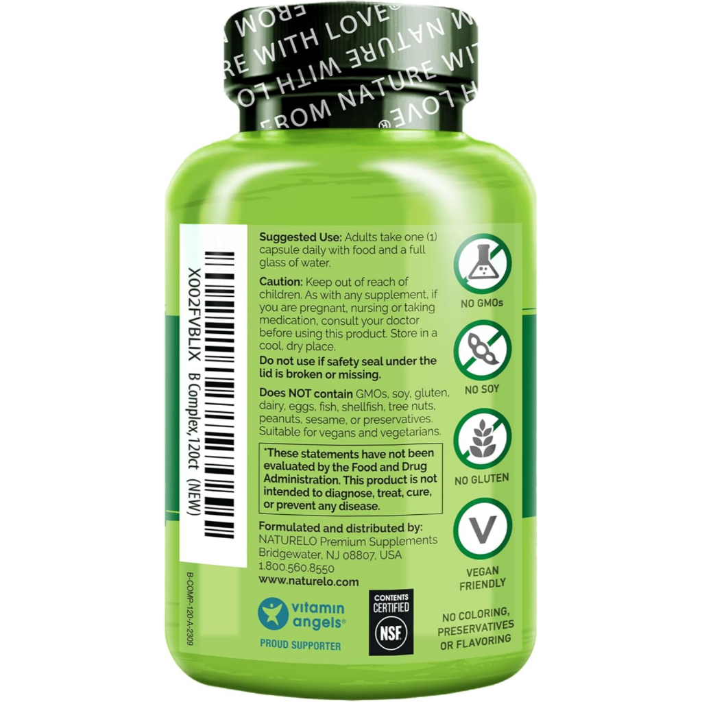 NATURELO, B Complex with a Fruit & Vegetable Blend, Plus CoQ10, 120 Vegetarian Capsules ราคา ถูกที่สุด ดีลบีเคเค แกลเลอรีภาพที่ 3