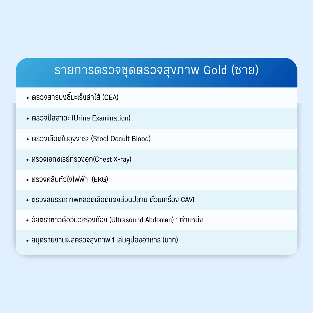 [E-Coupon] รพ.หัวเฉียว ชุดตรวจสุขภาพ Gold (ชาย)