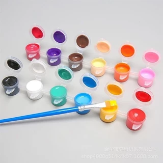 ในไทย-พร้อมส่ง แบบ 10 ชุด สีอะครีลิคระบายสี diy พร้อมพู่กันต่อชุด / สีน้ำสำหรับวาดภาพระบายสีหรือปูนปั้นระบายสีเด็กต่างๆ