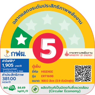 Hisense ตู้เย็น 2 ประตู :5.9Q / 168 ลิตร สีดำ รุ่น ERT169B