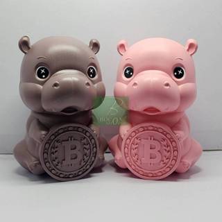 กระปุกออมสินฮิปโป กระปุกหมูเด้ง พลาสติกสุดน่ารัก (เปิดเอาเงิ…