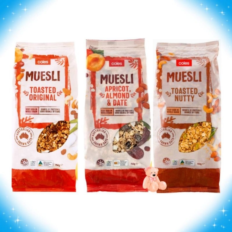 Coles 🇦🇺 Muesli 750g.ธัญพืชอบแห้ง 750 กรัม นำเข้าจากออสเตรเลีย