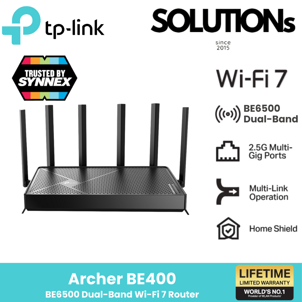 TP-Link ⚡️เร้าเตอร์ไวไฟ 7⚡️ARCHER BE400 BE6500 6.5 Gbps Dual-Band Wi-Fi 7  มี EasyMesh-Compatible