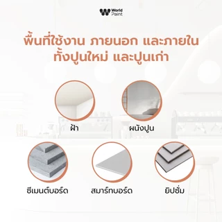Worldpaint WorldTone 4 in 1 สีทับหน้าผสมรองพื้น ทาผนัง ทาฝ้า สีทาบ้านมินิมอล ขนาด 3 ลิตร แถมฟรีลูกกลิ้ง ขนาด 4 นิ้ว
