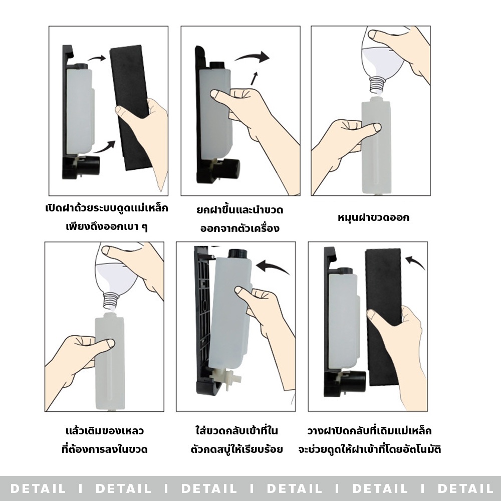 evebell ที่กดสบู่เหลว (หัวเดี่ยว) แบบติดผนังห้องน้ํา ติดตั้งง่าย ขนาด 500 ml. - รูปที่ 3