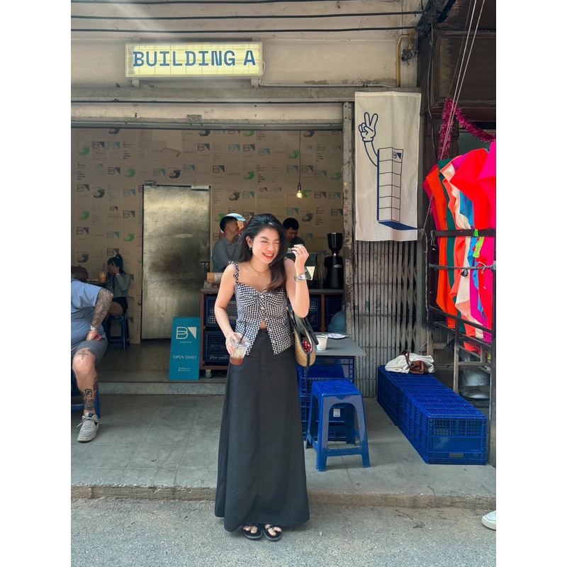 ritta top เสื้อสายเดี่ยวลายสก้อต : everydaylookk store